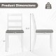 Product dimensions of a gray wood dining chair with solid rubber wood legs, supporting up to 400 lbs, side view.