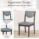 Wood kitchen chair with gray faux leather seat, ergonomic design, and natural rubber wood frame for comfortable dining.