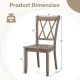 Mid-century farmhouse dining chair dimensions with a rubber wood frame, high backrest, and double X-shaped design.