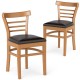 Set of 2 wooden dining chairs with rubber wood legs and brown PU leather seats, perfect for restaurants and cafes.