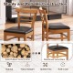 Set of 2 brown wooden dining chairs with rubber wood legs, featuring smooth surfaces and reinforced bars for durability.