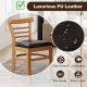 Wooden dining chair with rubber wood legs and brown PU leather seat, ideal for restaurants and cafes, easy to clean.