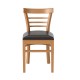 Wooden dining chair with rubber wood legs and PU leather seat, designed for restaurants and cafes, offering comfort and.
