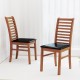 Brown wooden dining chair with ladder back design and rubber wood legs, showcasing ergonomic high back for optimal.
