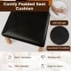 Comfy padded seat cushion in black PU leather for wooden dining chair, stain-resistant and easy to clean for lasting.