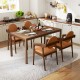 Brown wooden dining chair with PU leather upholstery, showcasing a smooth wood frame and comfortable padded seat for.