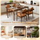 Brown wooden dining chair with PU leather upholstery, featuring a smooth finish and inviting design, ideal for cafes or.