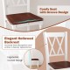 Wooden kitchen chair with rubber wood seat, ergonomic curved backrest, and elegant design for home or cafe use.