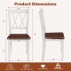 Dimensions of a white wooden farmhouse kitchen chair with rubber wood seat, featuring a high backrest and anti-slip.