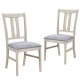 Set of 2 gray upholstered dining chairs with high curved back, made of rubber wood for lasting comfort and style.