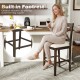 X-back bar stool with upholstered seat and built-in footrest, providing comfort and support for kitchen or dining use.