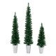 Set of 3 pre-lit artificial Christmas trees with 230 warm white LED lights, featuring a weighted metal base for.