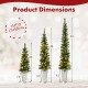 Dimensions of a set of 3 pre-lit artificial Christmas trees with 230 warm white LED lights for versatile holiday decor.
