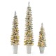 Tall pre-lit snow flocked artificial Christmas tree with warm white LED lights, featuring 163 branch tips for festive.