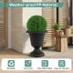 Vintage 18-inch black planter with pedestal base, made of weather-proof PP material, ideal for indoor and outdoor use.