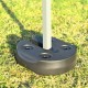 Canopy weight plate with no-pinch design, made of weather-resistant PE, securely fits poles up to 1.25" wide.