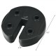Canopy weight plate with no-pinch design, made of weather-resistant PE, securely fits poles up to 1.25” for outdoor use.
