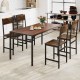 Set of 4 rustic brown dining chairs with slanted back and metal legs, perfect for enhancing your dining experience.