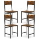 Set of 4 rustic brown dining chairs with metal legs, featuring slanted backrests for healthy posture and sturdy design.