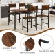 Set of 4 rustic brown dining chairs with metal legs, featuring slanted backrest and non-slip foot pads for stability.