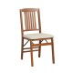 Foldable upholstered kitchen chair with beige padded seat, natural rubber wood frame, perfect for space-saving dining.