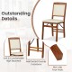 Folding dining chair with padded seat and high backrest in walnut, featuring non-slip foot pads and reinforced.