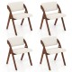 Set of 4 folding kitchen dining chairs with rubber wood legs in walnut, featuring padded seats for comfort and modern.