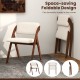 Folding kitchen dining chair with rubber wood legs in walnut, featuring a padded design for comfort and easy storage.