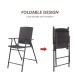 Folding rattan bar chair with armrests and footrest, featuring a durable steel frame for easy outdoor and indoor use.