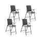Set of 4 folding rattan bar chairs with armrests and footrests, ideal for outdoor gatherings and easy storage.