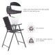 Folding rattan bar chair with steel frame, footrest, and armrests, ideal for outdoor gatherings and easy storage.