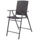 Folding rattan bar chair with steel frame, armrests, and footrest, ideal for outdoor gatherings and easy storage.