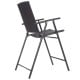 Folding rattan bar chair with armrests and footrest, featuring a durable steel frame, perfect for outdoor gatherings.