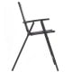 Side view of a folding rattan bar chair with steel frame, armrest, and footrest, perfect for outdoor and indoor use.