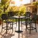 Set of 4 copper cast aluminum outdoor bar stools with ergonomic design, perfect for patio and backyard relaxation.