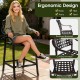 Outdoor bar stool with ergonomic design, contoured seat, and curved armrests, perfect for patio and poolside use.