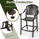 Outdoor bar stool with sturdy cast aluminum construction, adjustable foot pads, and ergonomic design for comfort.