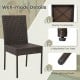 Brown patio rattan wicker dining chair with soft cushions, featuring a durable construction and anti-slip foot pads for stability.