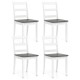 Set of 4 gray wood dining chairs with solid rubber wood legs, featuring a ladder back design for comfort and stability.