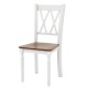 White farmhouse kitchen chair with rubber wood seat and cross backrest, perfect for home or cafe use.
