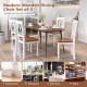 Set of 4 wooden farmhouse kitchen chairs with rubber wood seats, featuring a modern design for dining rooms and cafes.