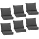 Set of 6 gray deep seat chair cushion pads with soft backrests and rope belts for indoor and outdoor use.