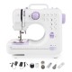 Mini sewing machine with 12 built-in stitches, portable design, ideal for beginners and home DIY projects.