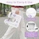 Mini sewing machine with portable handle, featuring 12 built-in stitches and battery or power cord operation for.