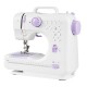 Mini sewing machine with 9-level thread tension control and reverse stitching, perfect for various fabrics and DIY.