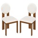 Set of 2 Sherpa dining chairs with rubber wood legs, featuring round backrests and wide soft seats for comfort.
