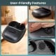 Shiatsu foot massager with air compression and heat features, compact design for easy storage and portability.