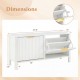 Shoe storage bench with two flip drawers, white finish, adjustable shelves, ideal for entryways and living rooms.