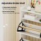 Adjustable divider shelf for shoe storage cabinet, featuring removable design and 2 adjustable positions for various.