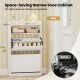 Narrow white shoe storage cabinet with adjustable shelves and 2 flip drawers, ideal for entryway organization.